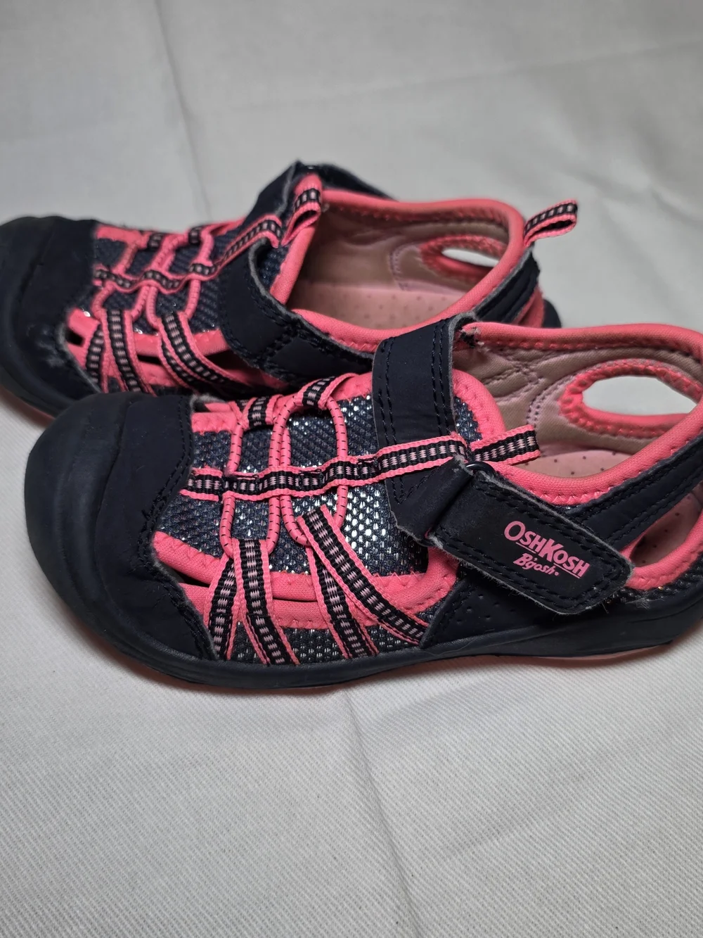 OshKosh B'gosh Kids' Navy and Pink Closed Toe Sandals - Washable, Hook and Loop